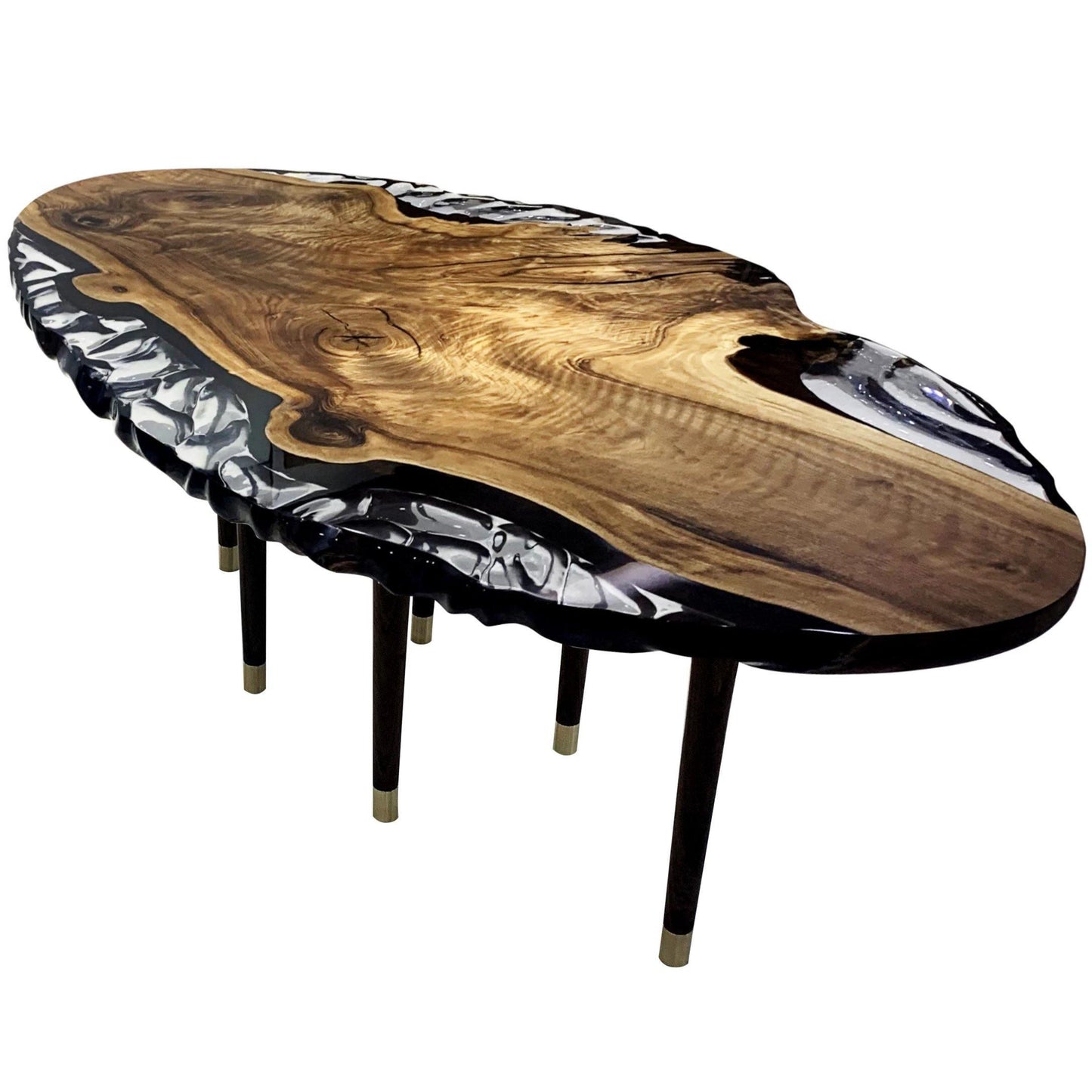Calabria Walnut Wood Wavy Ellipse Dining Table