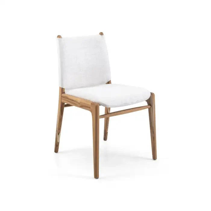 Cappio Dining Chair In Teak Wood  and Light Fabric By Uultis