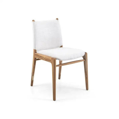 Cappio Dining Chair In Teak Wood  and Light Fabric By Uultis