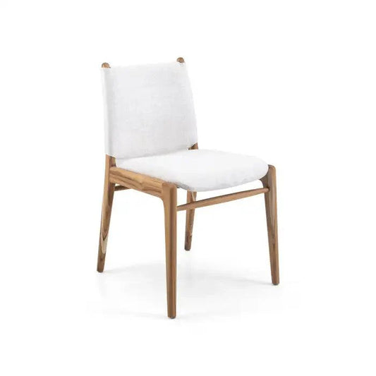 Cappio Dining Chair In Teak Wood  and Light Fabric By Uultis