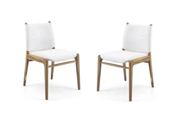 Cappio Dining Chair In Teak Wood  and Light Fabric By Uultis