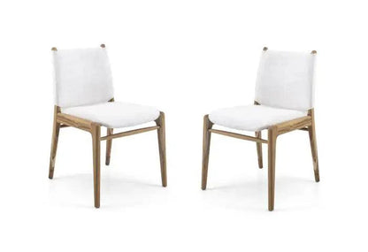 Cappio Dining Chair In Teak Wood  and Light Fabric By Uultis
