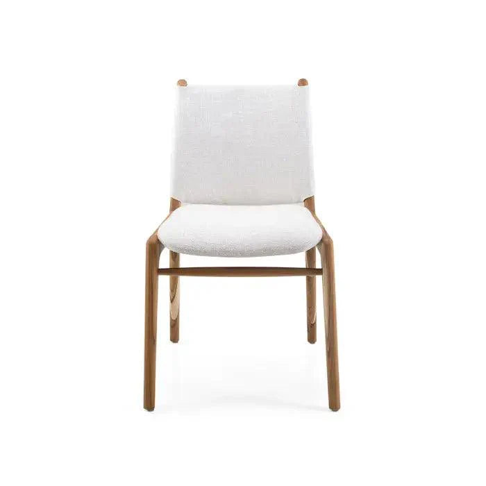 Cappio Dining Chair In Teak Wood  and Light Fabric By Uultis