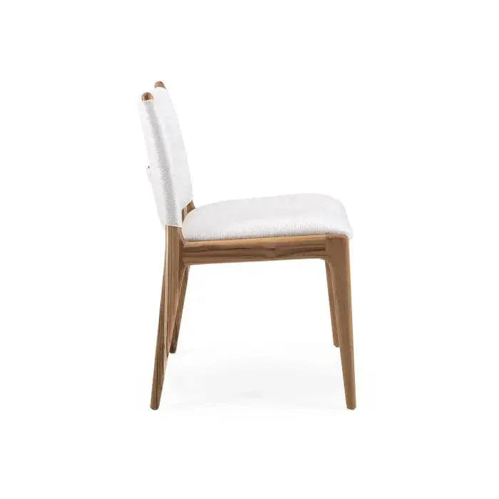 Cappio Dining Chair In Teak Wood  and Light Fabric By Uultis