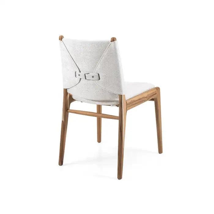 Cappio Dining Chair In Teak Wood  and Light Fabric By Uultis