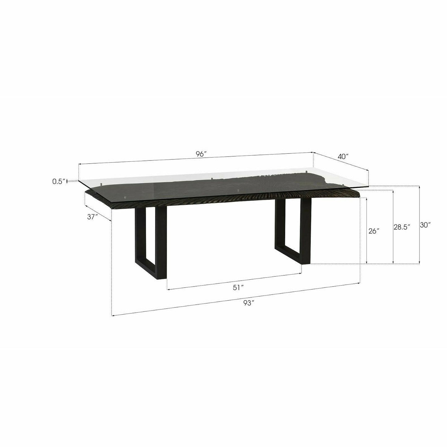 Chainsaw Dining Table with Glass
