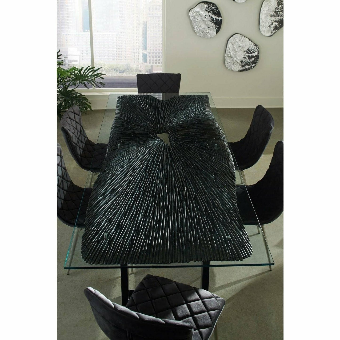 Chainsaw Dining Table with Glass