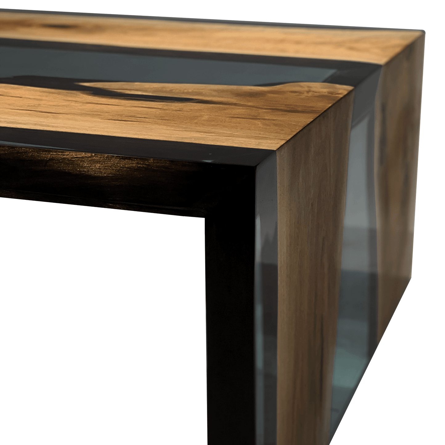 Dark Waterfall Walnut Wood Resin Coffee Table