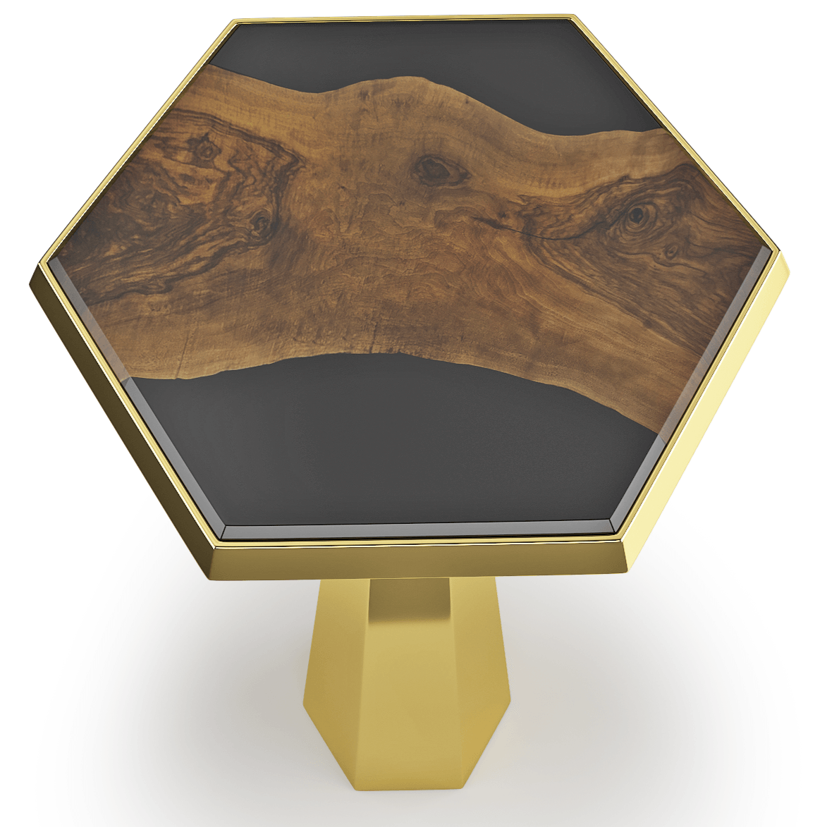 Despoina Walnut Wood Hexagonal End Table