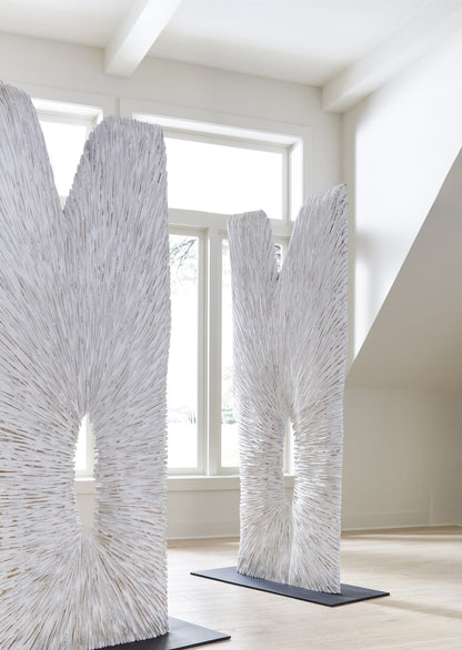 Chainsaw Sculpture on Stand White/Gold