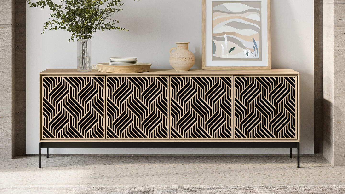 Elements 8709 Weave Media Cabinet with Console Base