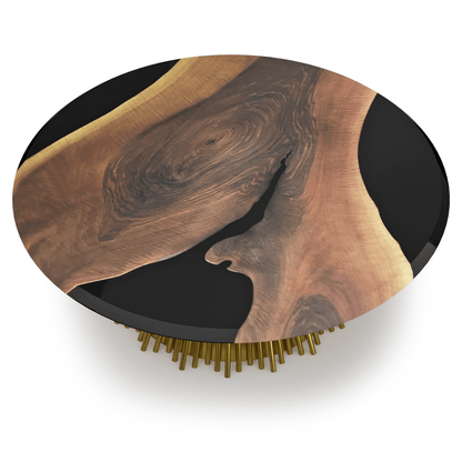 Eskulape Walnut Wood Round Coffee Table