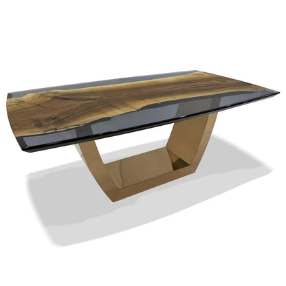 Evadne Walnut Wood Bronze Dining Table