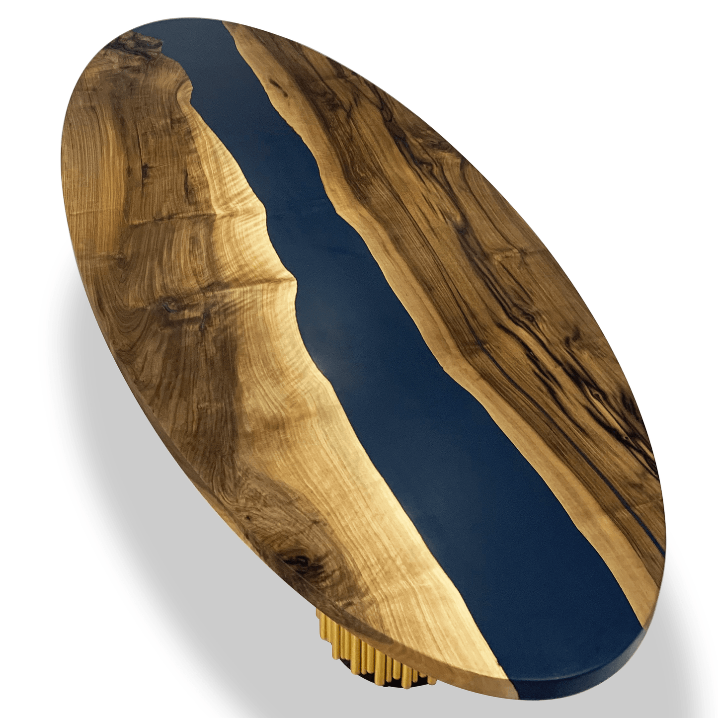 Evohe Blue River Walnut Wood Ellipse Dining Table