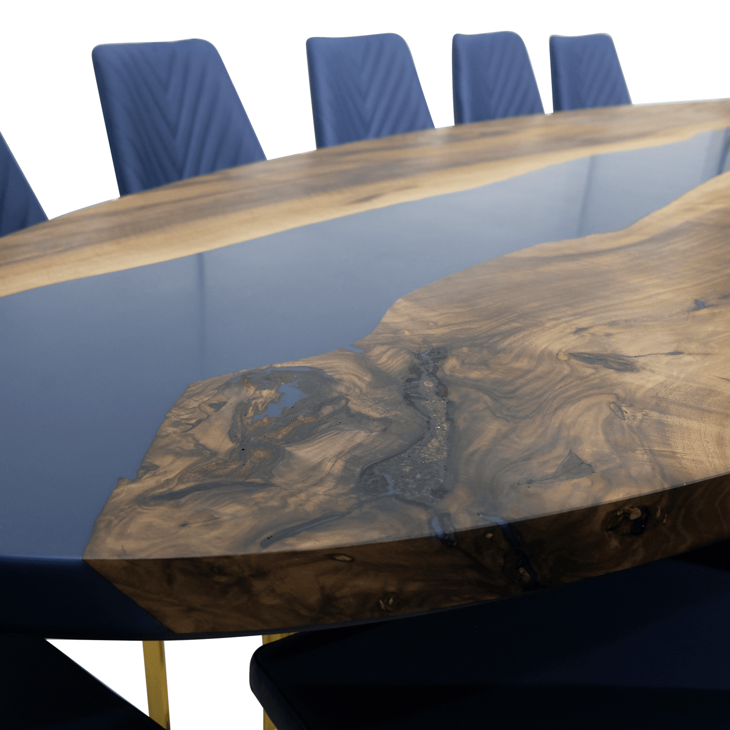 Evohe Blue River Walnut Wood Ellipse Dining Table