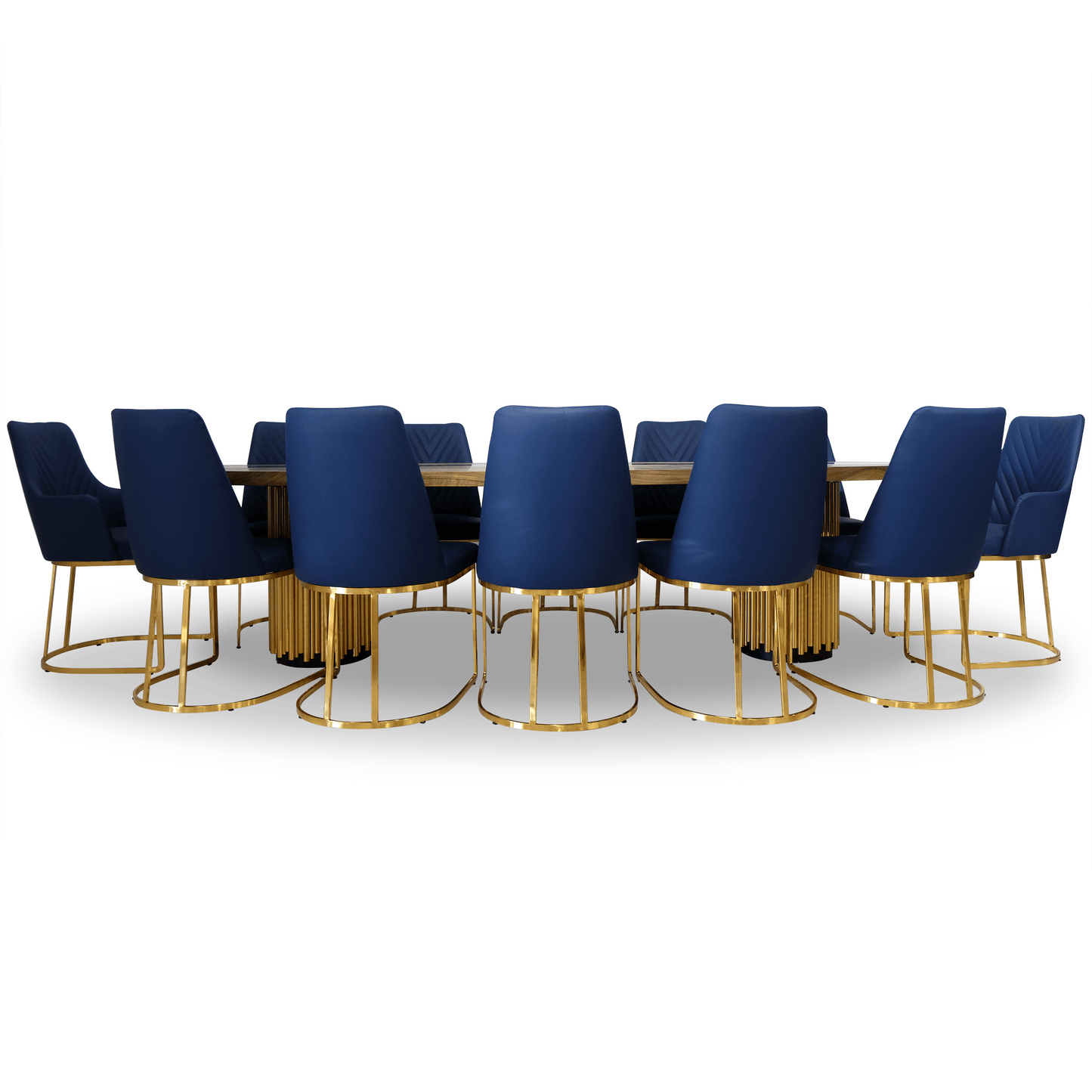 Evohe Blue River Walnut Wood Ellipse Dining Table
