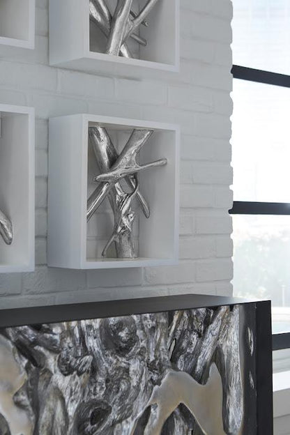 Cast Root Metal Framed Console ,Silver Leaf, Small