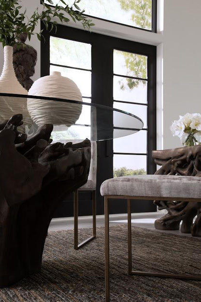 Cast Root Round Dining Table , Bronze