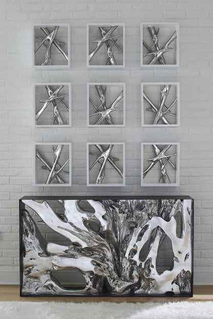 Cast Root Metal Framed Console ,Silver Leaf, Small