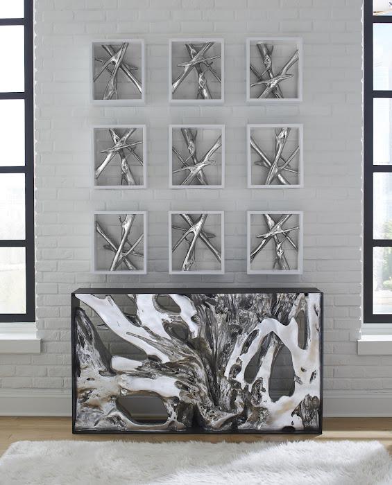 Cast Root Metal Framed Console ,Silver Leaf, Small