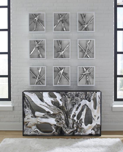 Cast Root Metal Framed Console ,Silver Leaf, Small