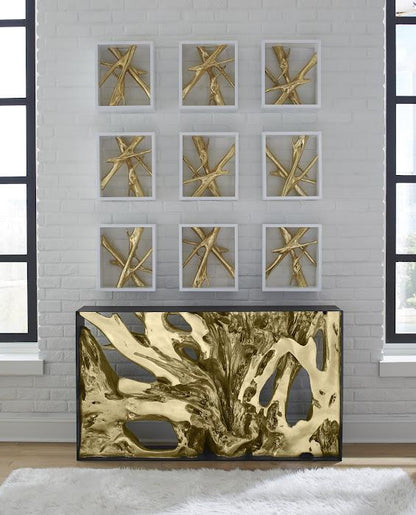 Cast Root Metal Framed Console , Gold Leaf, Small