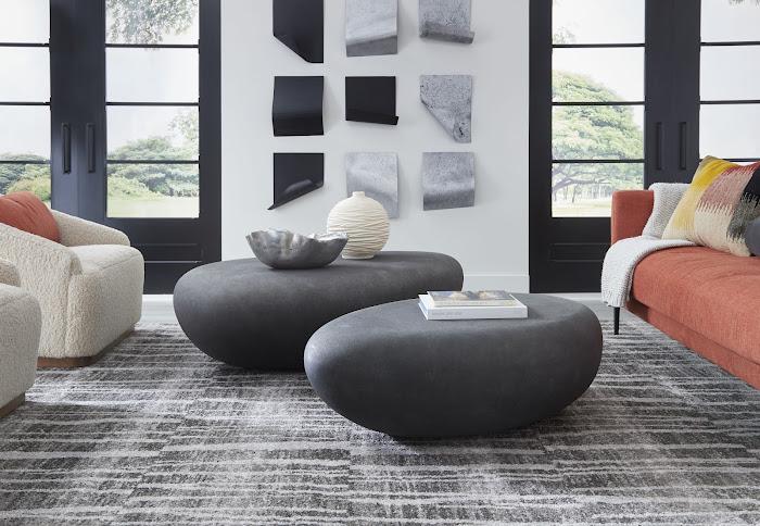 River Stone Coffee Table Small, Charcoal Stone