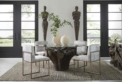Cast Root Round Dining Table , Bronze