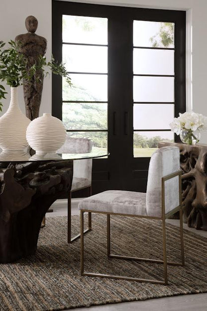 Cast Root Round Dining Table , Bronze