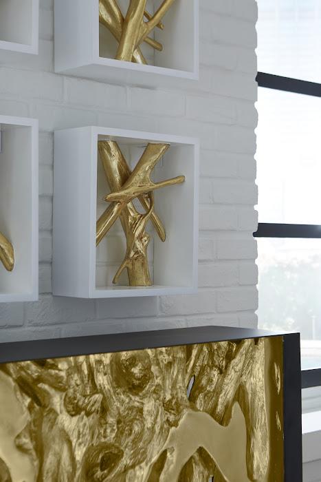 Cast Root Metal Framed Console , Gold Leaf, Small