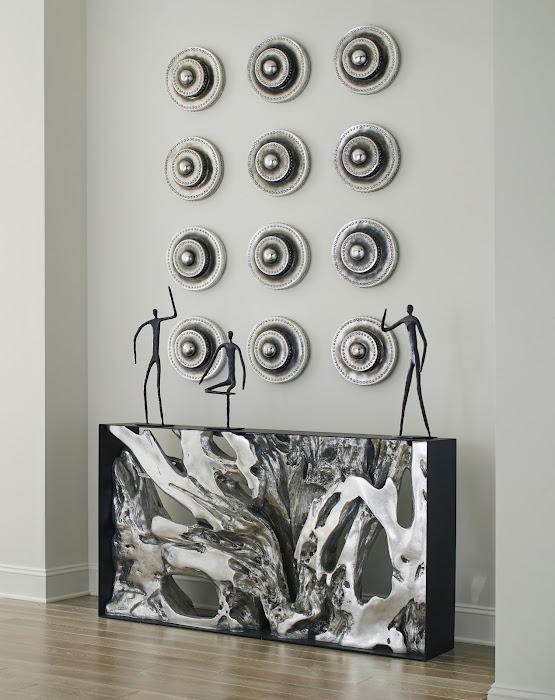 Cast Root Metal Framed Console ,Silver Leaf, Small