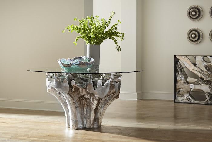 Cast Root Round Dining Table , Silver