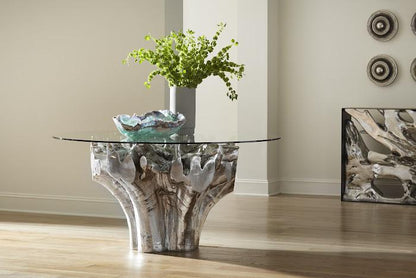 Cast Root Round Dining Table , Silver