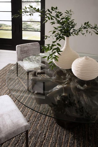 Cast Root Round Dining Table , Bronze