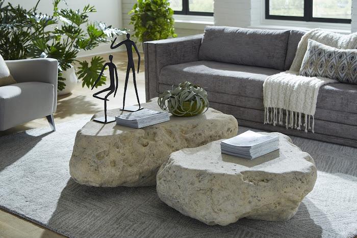 Cast Boulder Coffee Table Small , Roman Stone