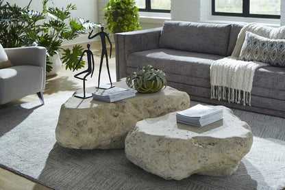 Cast Boulder Coffee Table Small , Roman Stone