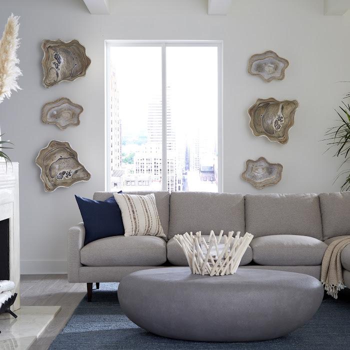 River Stone Coffee Table Large, Charcoal Stone