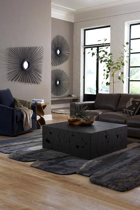 Teak Slice Coffee Table, Square, Black