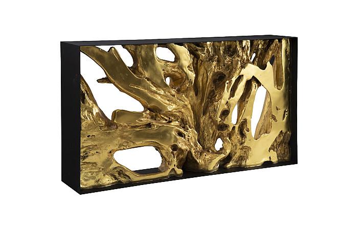 Cast Root Metal Framed Console , Gold Leaf, Small