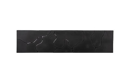 Teak Slice Console Table, Black