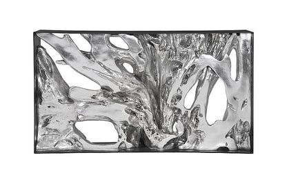 Cast Root Metal Framed Console ,Silver Leaf, Small