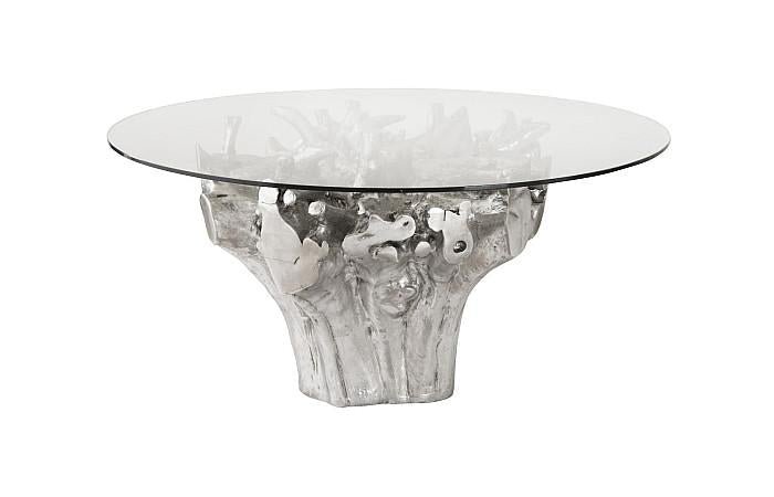 Cast Root Round Dining Table , Silver