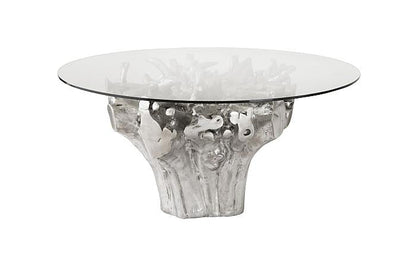 Cast Root Round Dining Table , Silver