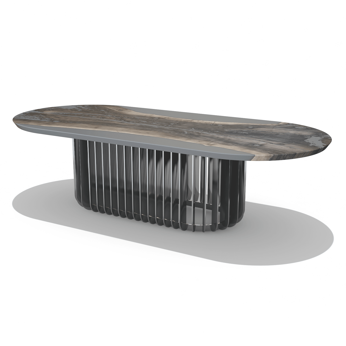 Gray Mysteria Bleached Walnut Wood Dining Table