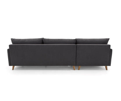 HIGH Chaise Sofa in Teak with Gray fabric by Uultis