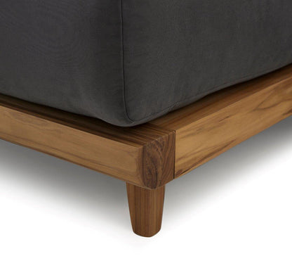 HIGH Chaise Sofa in Teak with Gray fabric by Uultis