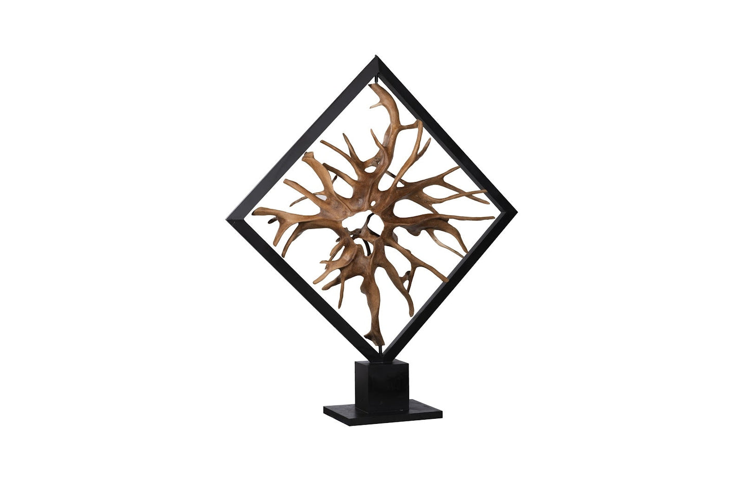 Revolving Diamond Teak Wood Sculpture