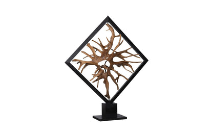 Revolving Diamond Teak Wood Sculpture