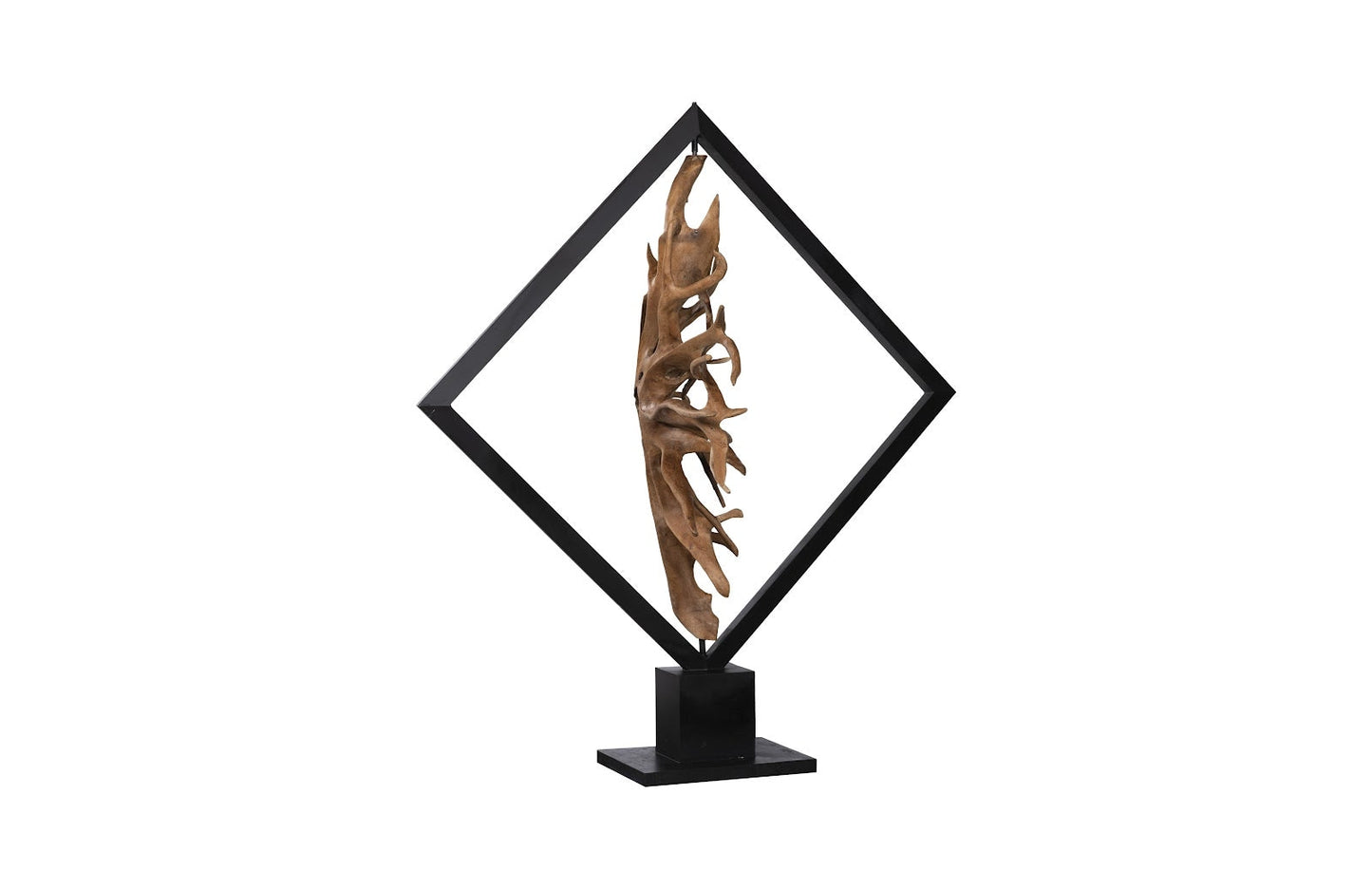 Revolving Diamond Teak Wood Sculpture