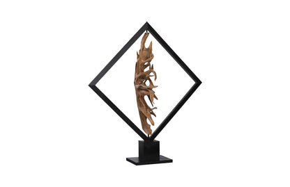 Revolving Diamond Teak Wood Sculpture